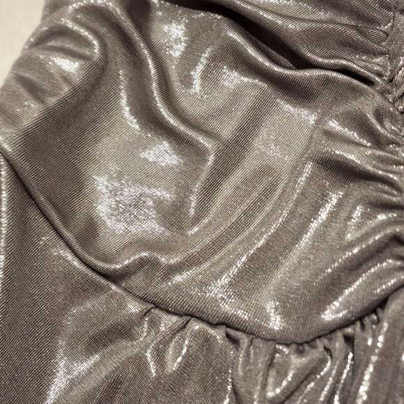 EUC Express Sexy Shiny V-Neck Halter Blouse Top with Chain Tie - Picture 7 of 7